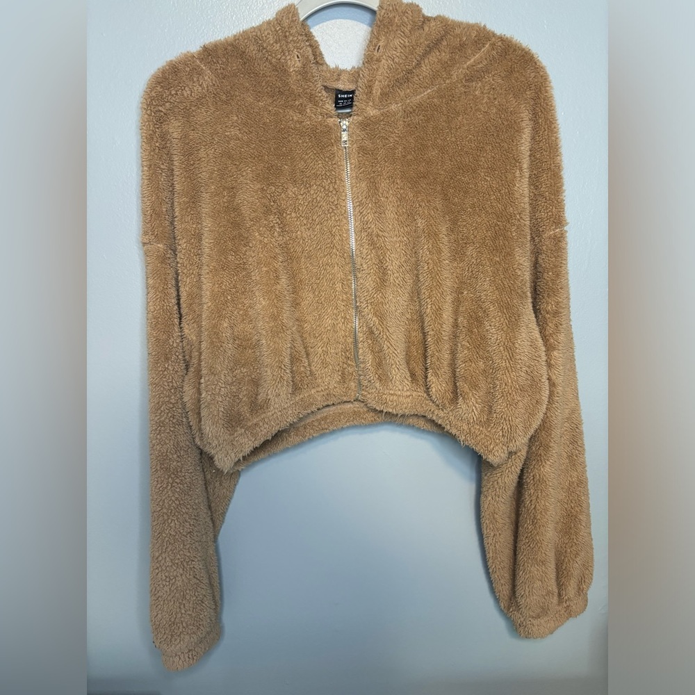 Tan Fuzzy zip up jacket